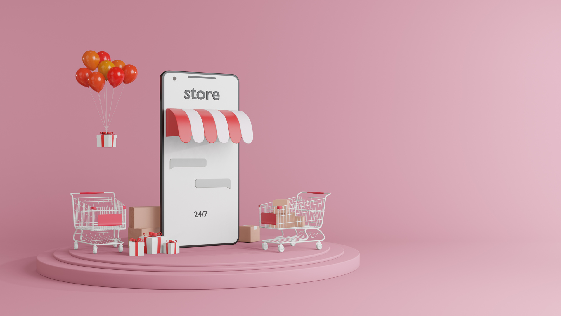 3d online store concept background